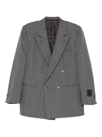 Dior 1990s gestreepte blazer met dubbele rij knopen - Grijs