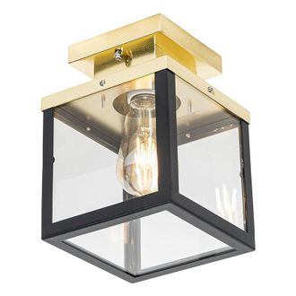 QAZQA Lampada da soffitto rotterdam - Industriale - Acciaio,Vetro - Oro/Ottone/Nero - Quadrato Max. 1 x Watt - Qazqa