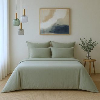 Febronie Juego de cama (65x65) algod&oacute;n verde celad&oacute;n 260x240+2(65x65)