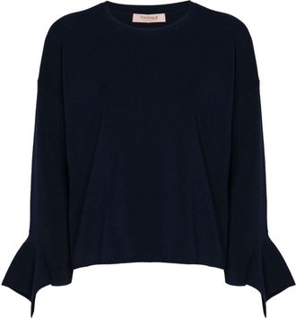 Twin-Set ruffled crew-neck sweater - women - Elastane/Viscose/Polyamide - M - Blue