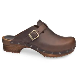 Sanita Womens Sanita Kristel Clogs -9 Antique Brown Wood Studded Shoes ZAP1117