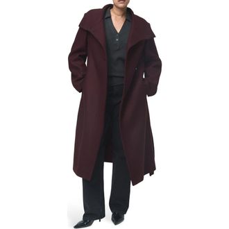 Mango Manteco Virgin Wool Blend Coat in Maroon at Nordstrom Rack, Size Small