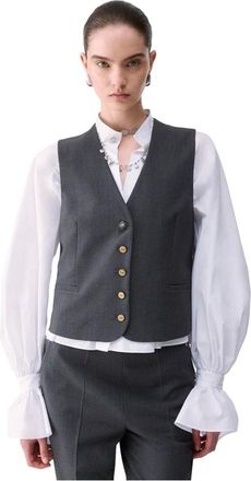 Liu Jo Jassen, Dames, Grijs, S, Leer, Flanellen Gilet