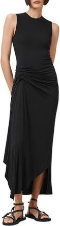 AllSaints Rivi Draped Sleeveless Midi Dress in Black at Nordstrom Rack, Size 12 Us / 16 Uk