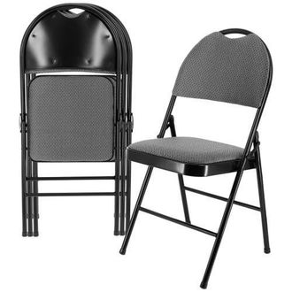 Elama 4 Piece Metal Folding Chair with Padded Seats and Top Handle in Black at Nordstrom
