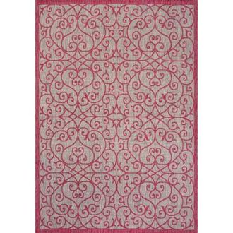 Jonathan Y Designs Madrid Vintage Filigree Textured Weave Indoor/Outdoor Area Rug in Light Gray/fuchsia at Nordstrom, Size 3Ft 0In X 5Ft 0In