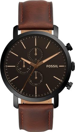 Fossil Luther Chronograph Leather Strap Watch, 44mm in Brown/Black at Nordstrom Rack