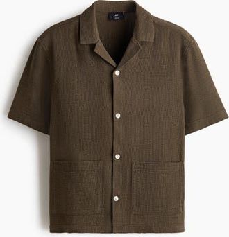 H&M Regular-fit Resort Shirt in Dark Khaki Green at Nordstrom, Size Xx-Large