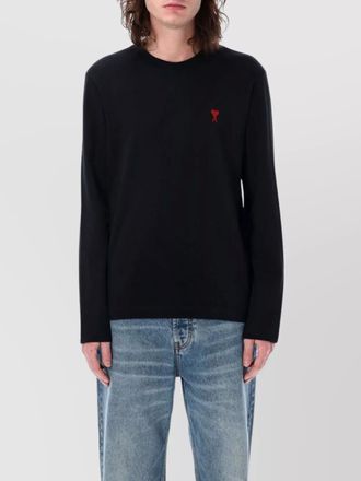 Ami organic cotton long-sleeve crew-neck t-shirt
