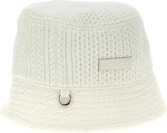 Jacquemus Cable Knit Bucket Hat - unisex - Accessoires - Wit - Maat: ONE Size Nylon