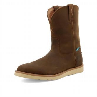 Twisted X Boots Mens Work Pull On Wedge Sole Boot In Distressed Brown