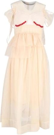 Simone Rocha Beige Mesh Midi Dress Size S