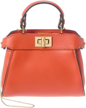 Fendi Fendi Nano Peekaboo Leather Clutch