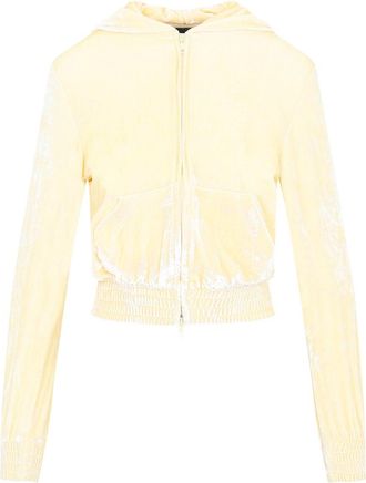 Balenciaga Cream Fitted Zip-Up Viscose Hoodie-Donna