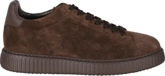 Hogan Brown H677 Perforated Side Logo Suede Sneakers