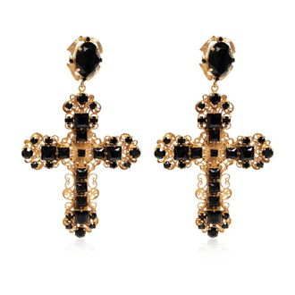 Dolce & Gabbana Religieuze Motief Clip-On Oorbellen - Dames - Oorbellen - Geel - ONE Size - Accessoires