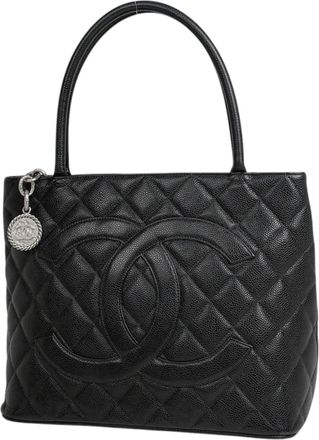Chanel Black Grained Calfskin Tote Bag (Pre-Owned)