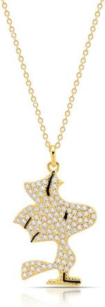 Crislu x Peanuts Pav&eacute; Woodstock Pendant Necklace in 18Kt Yellow Gold /Clear Stone at Nordstrom, Size 16