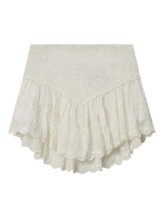 Isabel Marant x Zoelia embroidered ruffled shorts - Neutrals