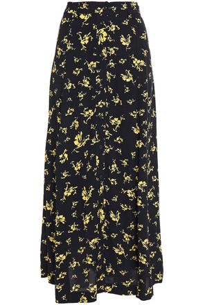 Ganni Midirock aus Cr&ecirc;pe mit floralem Print - Schwarz - DE 42