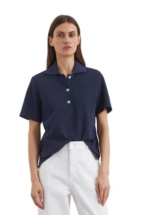 Marc O'Polo Poloshirt MARC OPOLO, Damen, Gr. XS, cloudless night, Obermaterial: 100% Baumwolle, regular fit, Shirts Poloshirt, mit l&auml;ssiger Honeycomb-Struktur