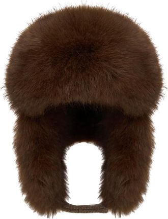 Cesare Gaspari Wol muts - Dames - Accessoires - Bruin - Maat: ONE Size Wol