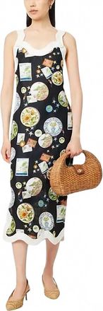 Farm Rio Trip Souvenir Midi Dress In Black Multi