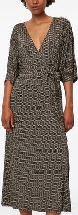 Marc O'Polo Abito midi a fiori con cintura - Marrone