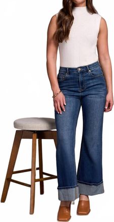 Tribal Brooke Cuffed Palazzo Jeans In Antique Blue