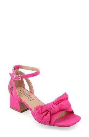 Journee Collection Zevi Bow Block Heel Sandal in Hot Pink at Nordstrom Rack, Size 6.5