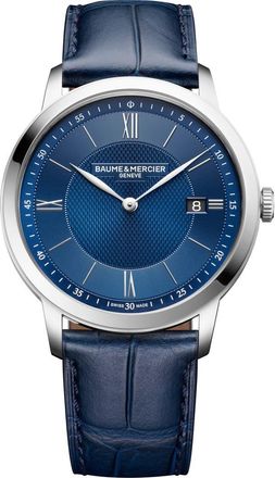Baume & Mercier Classima Leather Strap Watch, 40mm in Blue at Nordstrom