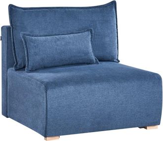 Beliani Chair Module Blue Fabric 1 Seat Sleeper Chair with Fold Down Backrest and Storage NERBO