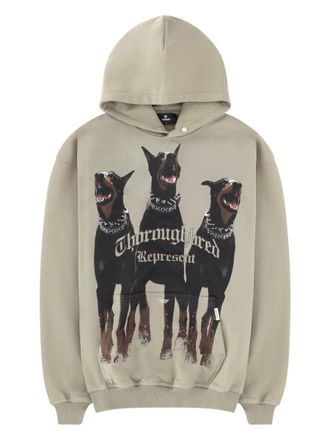 Represent Beige Thoroughbred Doberman Graphic Cotton Hoodie