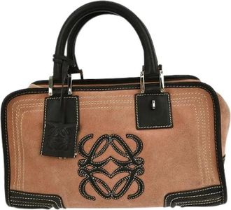 Loewe Pre-owned Handbags, female, Beige, Size: ONE SIZE Pre-owned Suede Handbag