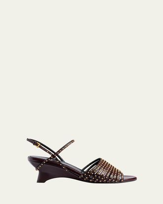 Khaite 35mm Drew Studded Leather Comma-Heel Sandals