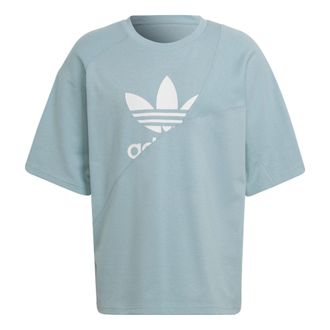 adidas originals Sports Large Logo Solid Color Splicing Short Sleeve Gray Green HC4509