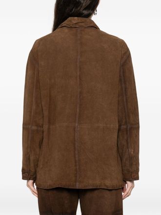 Parosh Suede Leather Jacket - Brown