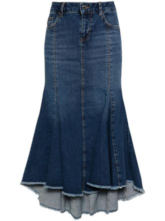 Liu Jo pleated maxi denim skirt - women - Polyester/Cotton/Spandex/Elastane/Elastomultiester/Cotton - 25 - Blue