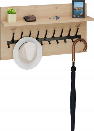 OEM Perchero Tipo Loft De 70 Cm - Negro + Roble Artesanal, S&oacute;lido Y Elegante