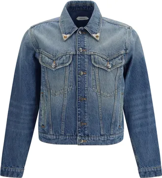 Versace Mens Denim Jacket Stonewashed Medium Blue Cotton
