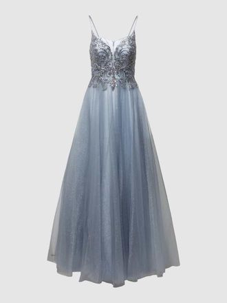 Mascara Abendkleid mit Zierperlen und Pailletten in Bleu, Gr&ouml;&szlig;e 38