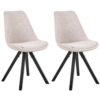 Beliani Beliani - Conjunto De 2 Sillas De Comedor Sin Reposabrazos Estilo Escandinavo Tapizadas Marr&oacute;n Claro Hedley