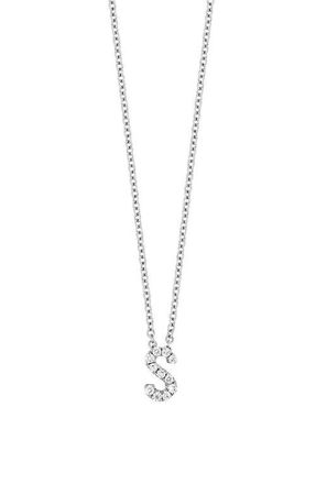 Bony Levy Diamond Pav&eacute; Initial Pendant Necklace in 18K White Gold - S at Nordstrom, Size 18 In