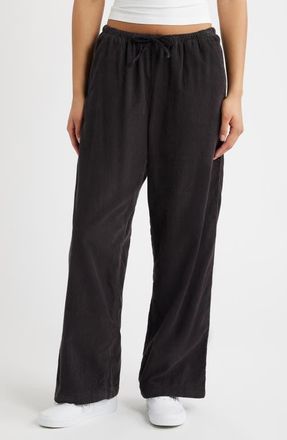 Rip Curl Keepsakes Corduroy Wide Leg Drawstring Pants in Washed Black at Nordstrom, Size X-Small