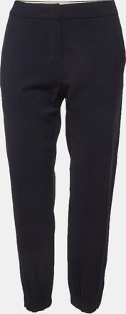 Max Mara Navy Blue Gabardine Relaxed Fit Trousers