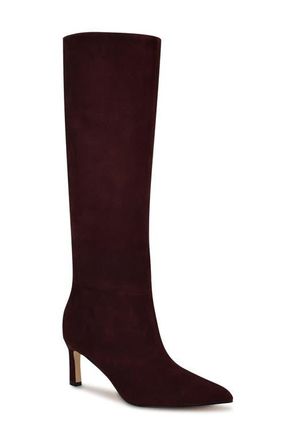 Nine West Lorthey Pointed Toe Knee High Boot in Dark Red at Nordstrom, Size 7.5 Regular Calf