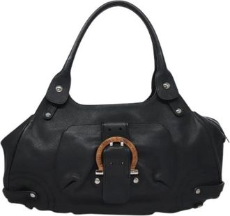 Ferragamo Pre-owned Handbags, female, Black, Size: ONE SIZE Pre-owned Leather Shoulder Bag