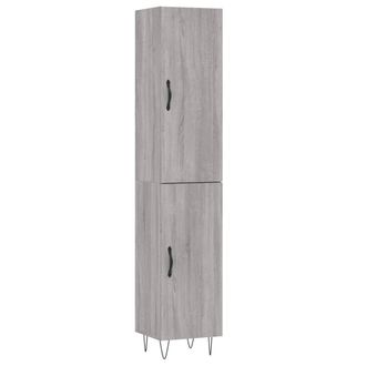 vidaXL Aparador Alto Madera Contrachapada Gris Sonoma 34,5x34x180 Cm Vidaxl