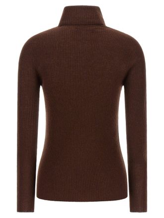 Fabiana Filippi Ribbed Virgin Wool Cashmere Turtleneck Sweater - Brown