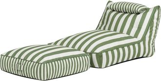 Icon Brand Set puf sof&aacute; y coj&iacute;n de suelo exterior en tejido a rayas, verde oliva